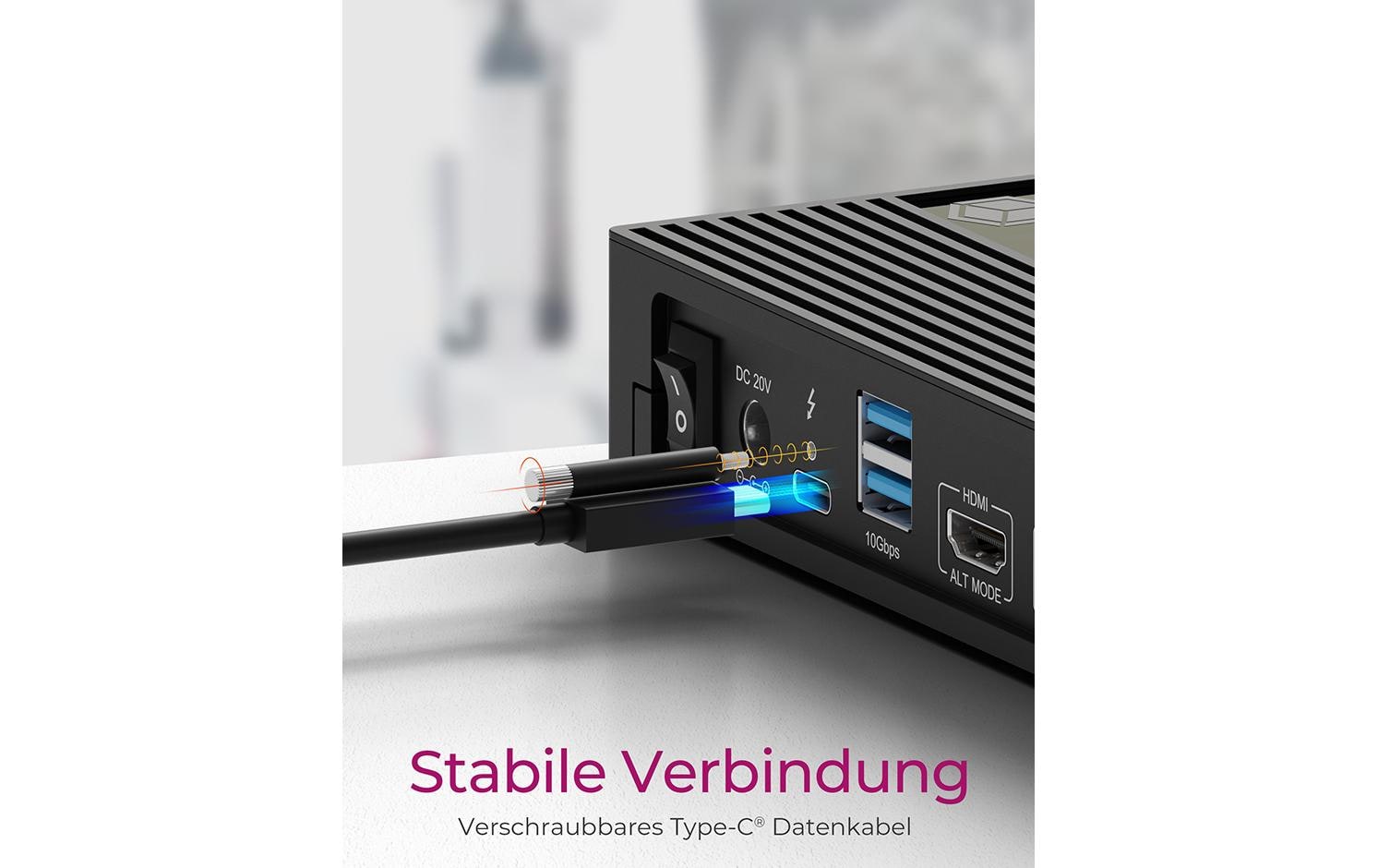 ICY BOX IB-DK2246AC Dockingstation – USB-C, 2× DP, 3× HDMI, 4× USB-A, 2× USB-C, 130 W PD, GbE, 3,5 mm Audio