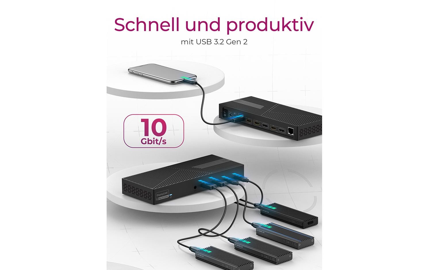 ICY BOX IB-DK2246AC Dockingstation – USB-C, 2× DP, 3× HDMI, 4× USB-A, 2× USB-C, 130 W PD, GbE, 3,5 mm Audio