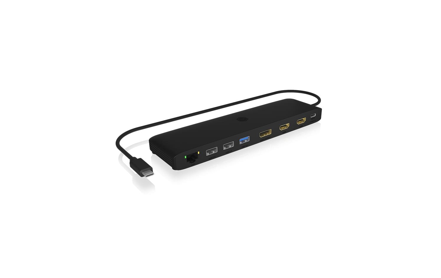 ICY BOX IB-DK2116-C Dockingstation – USB-C, 1× DP, 2× HDMI, 4× USB-A, 100 W PD, GbE, SD/microSD, 3,5 mm Audio