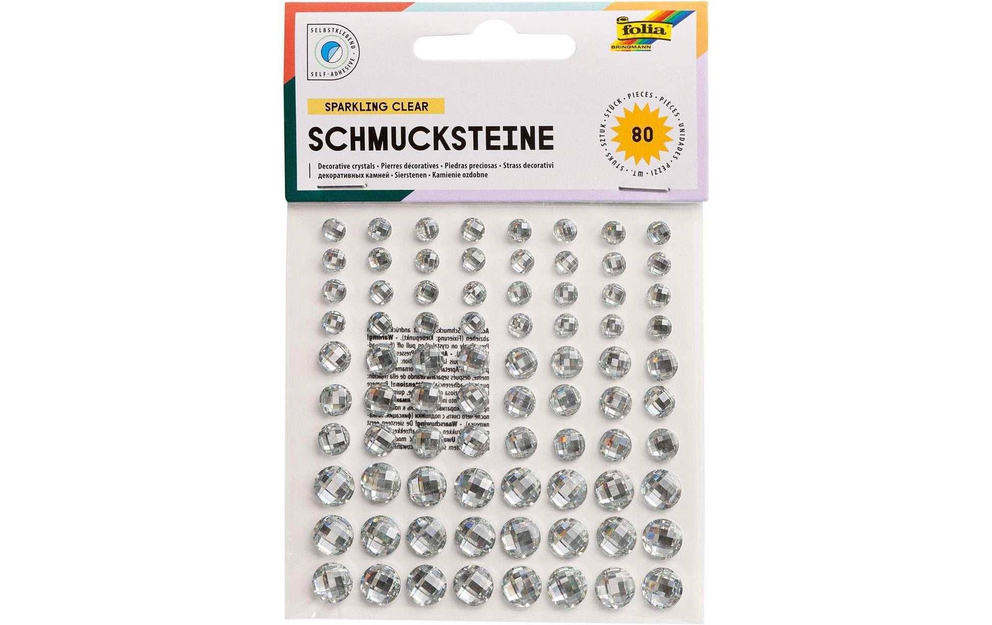 Folia Schmucksteine, selbstklebend, transparent, verschiedene Grössen, 80 Stk