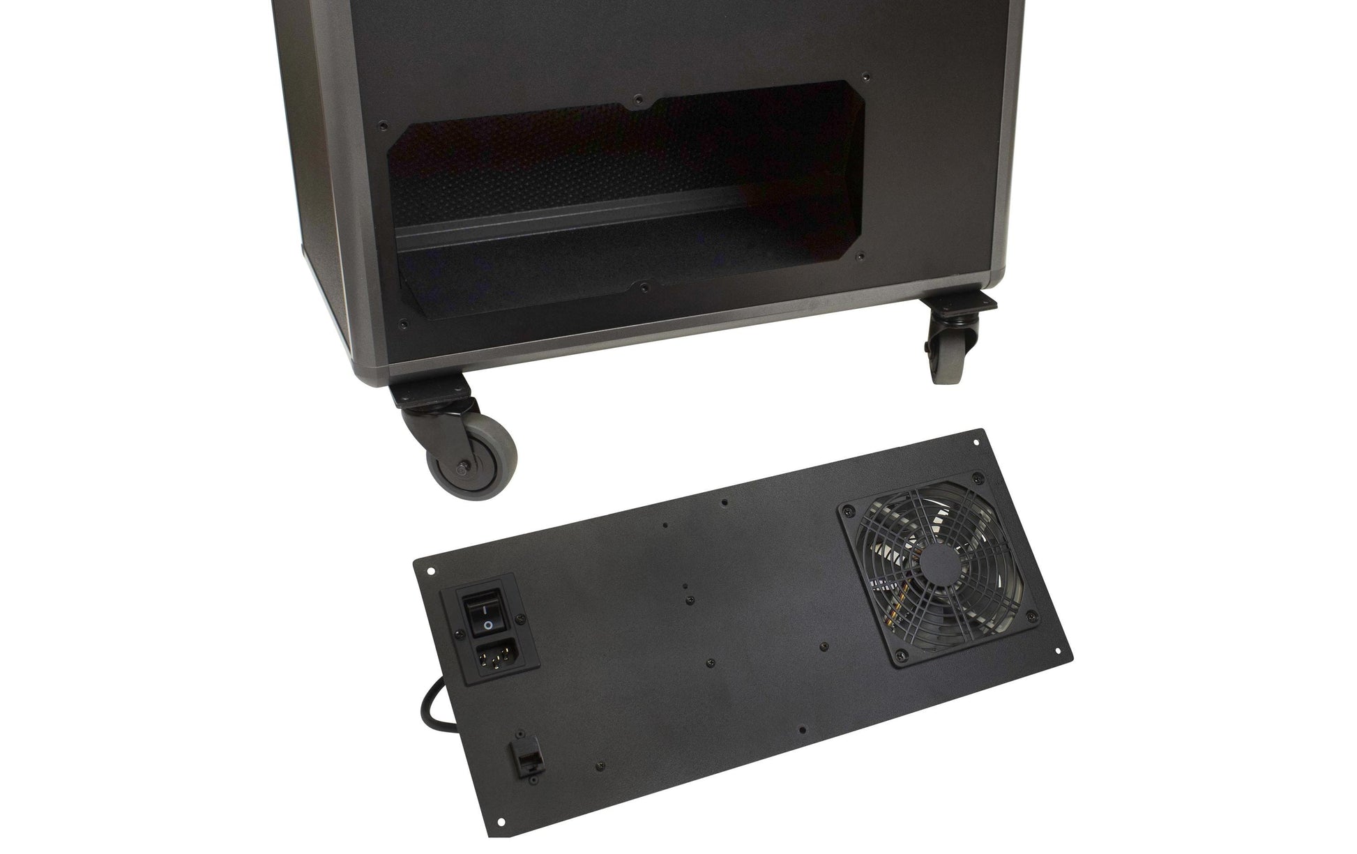 DICOTA Ladewagen für 20 Tablets, abschliessbar, mit Rollen, 633 × 363 × 865 mm, schwarz, Aluminium