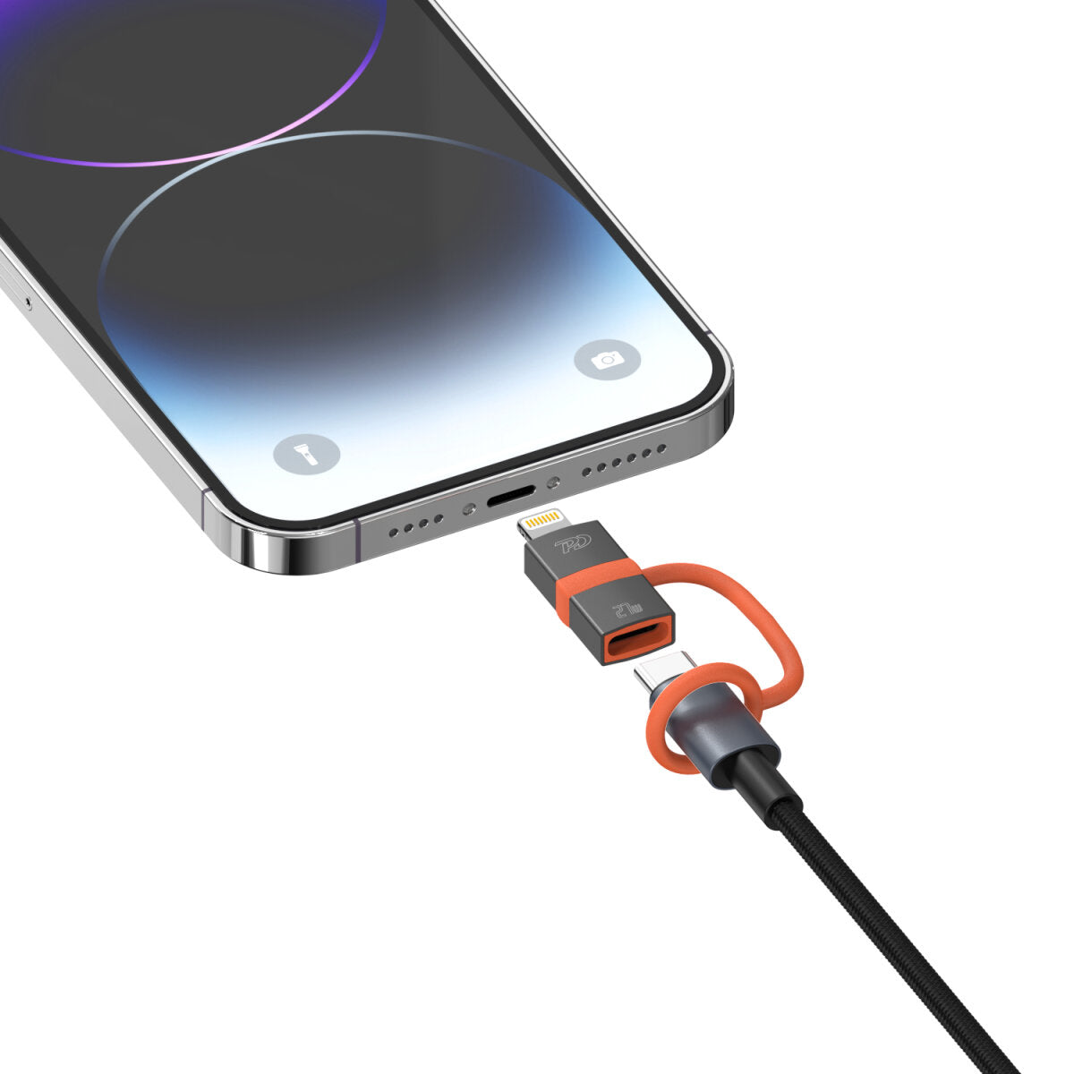 4smarts 541522 Adapter Lightning zu USB-C – 0,48 Gbit/s, Thunderbolt 3 kompatibel, 2er Set, Grau, Orange