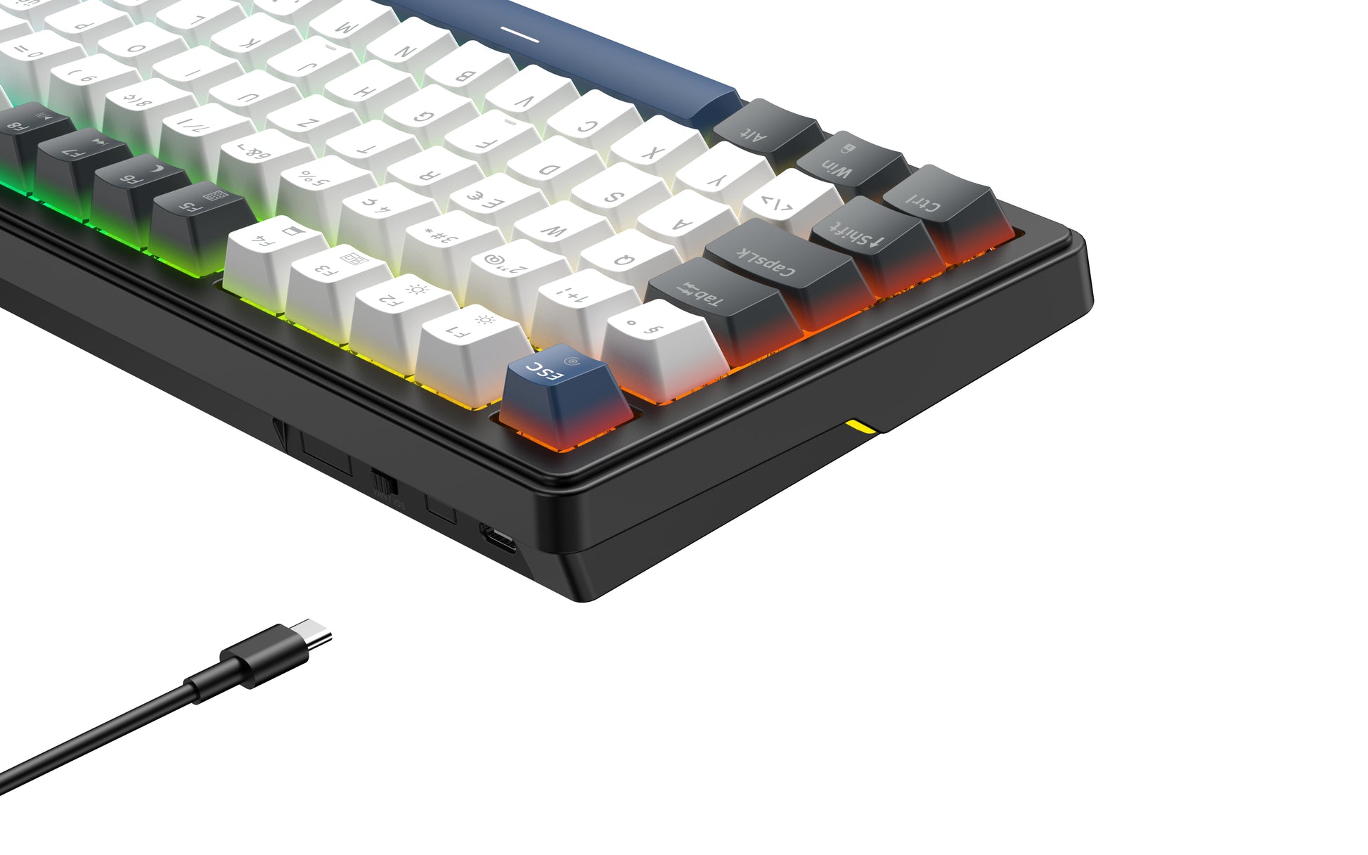 Deltaco Gaming DK480 – Gaming-Tastatur 75% – Mechanisch – Kabelgebunden (USB-C) – QWERTZ (CH) – RGB, Hot-Swap