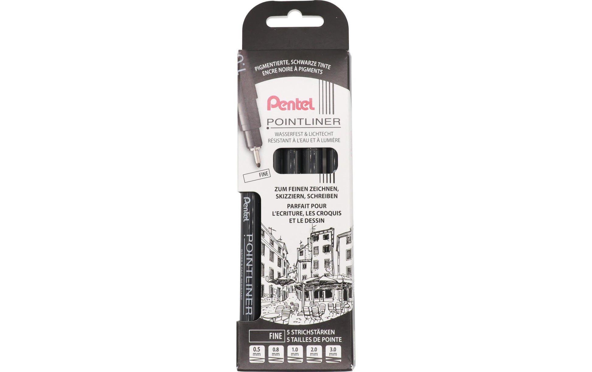 Pentel Pointliner YS20P-5F Fineliner – fein, schwarz, wasserfest