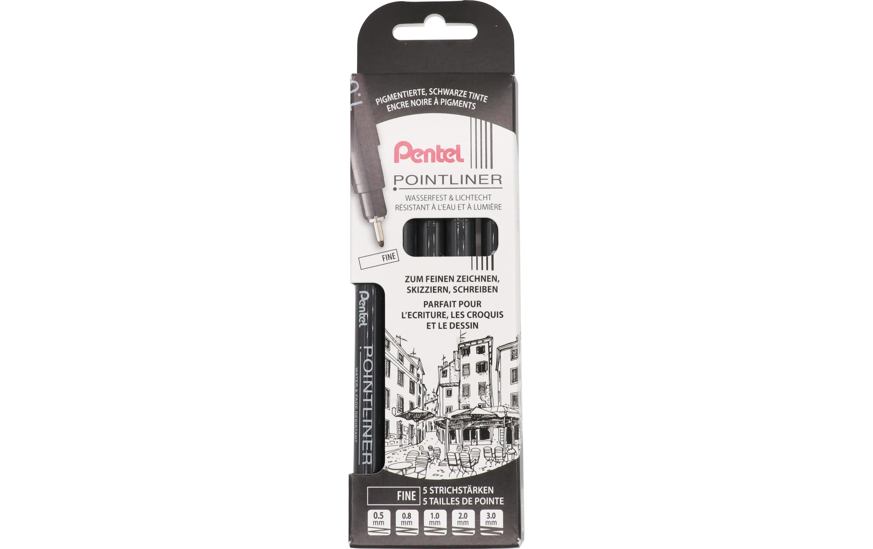 Pentel Pointliner YS20P-5F Fineliner – fein, schwarz, wasserfest