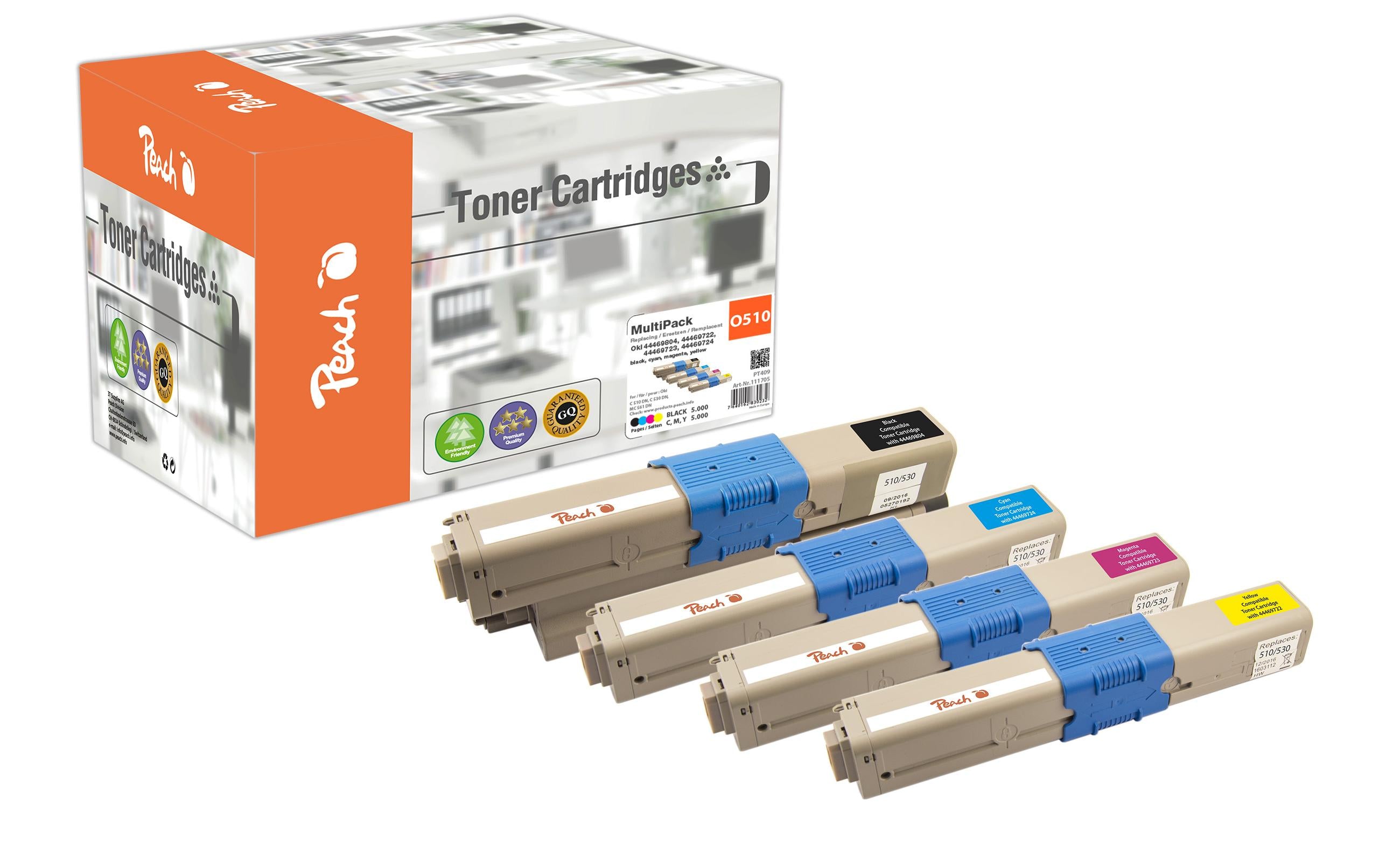 Peach Kompatibler Toner – 4er-Pack (CMYK) – für OKI C510, C530, MC561