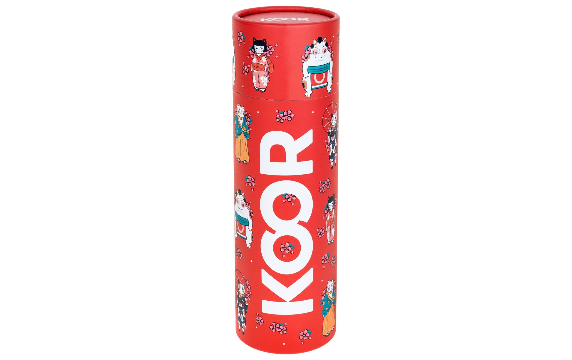 KOOR Isolierflasche 500 ml – Doppelwandig 12 h Heiss / 24 h Kalt, Edelstahl, Schraubdeckel, Japanese Cats