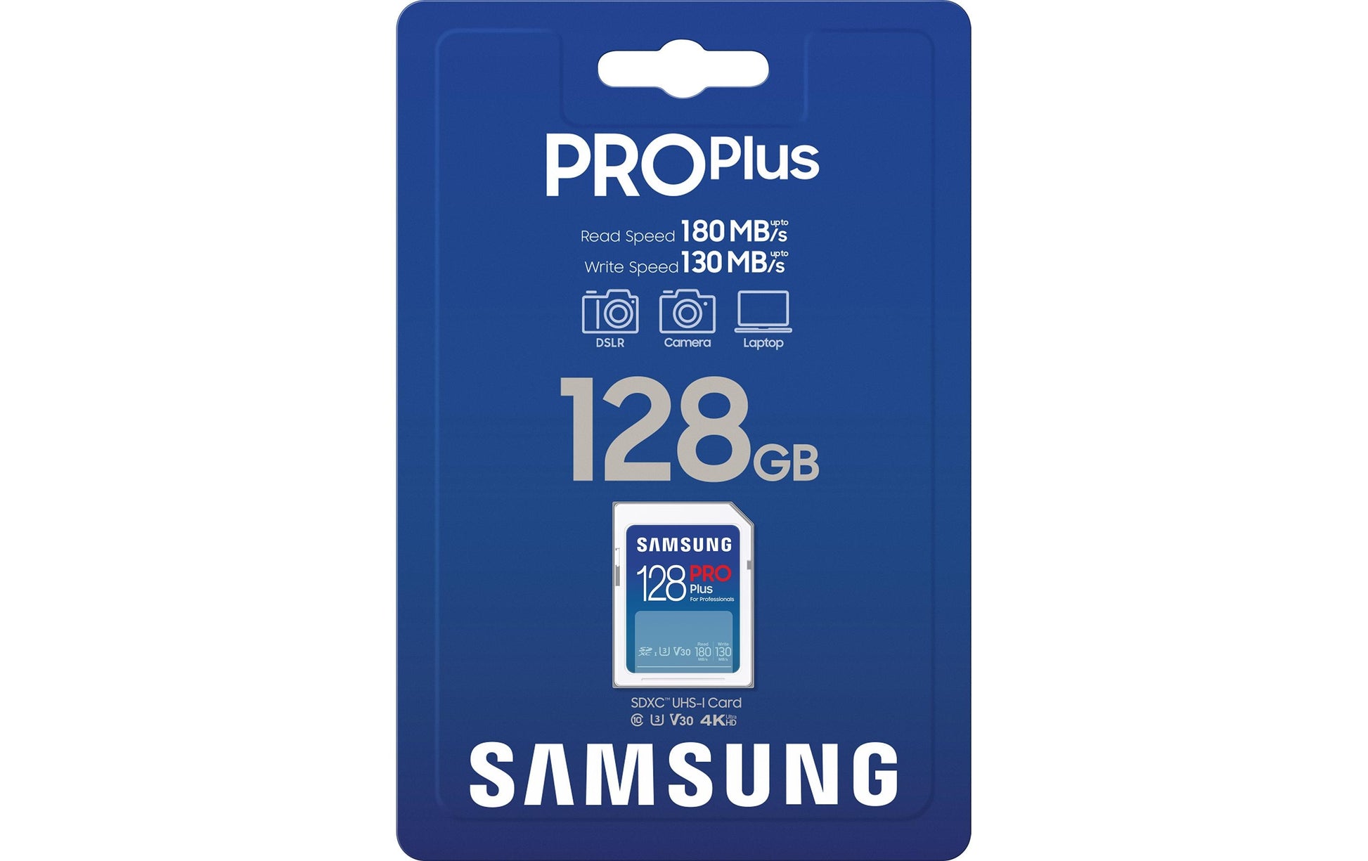 Samsung PRO Plus MB-SD128S – 128 GB SDXC, UHS-I U3 (V30), Lesen 180 MB/s, Schreiben 130 MB/s