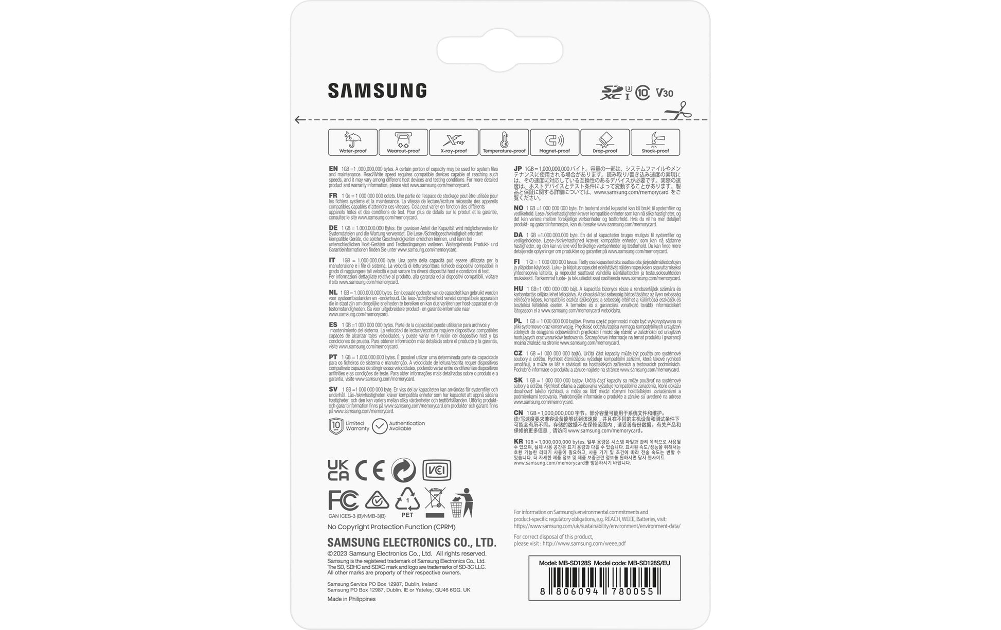 Samsung PRO Plus MB-SD128S – 128 GB SDXC, UHS-I U3 (V30), Lesen 180 MB/s, Schreiben 130 MB/s