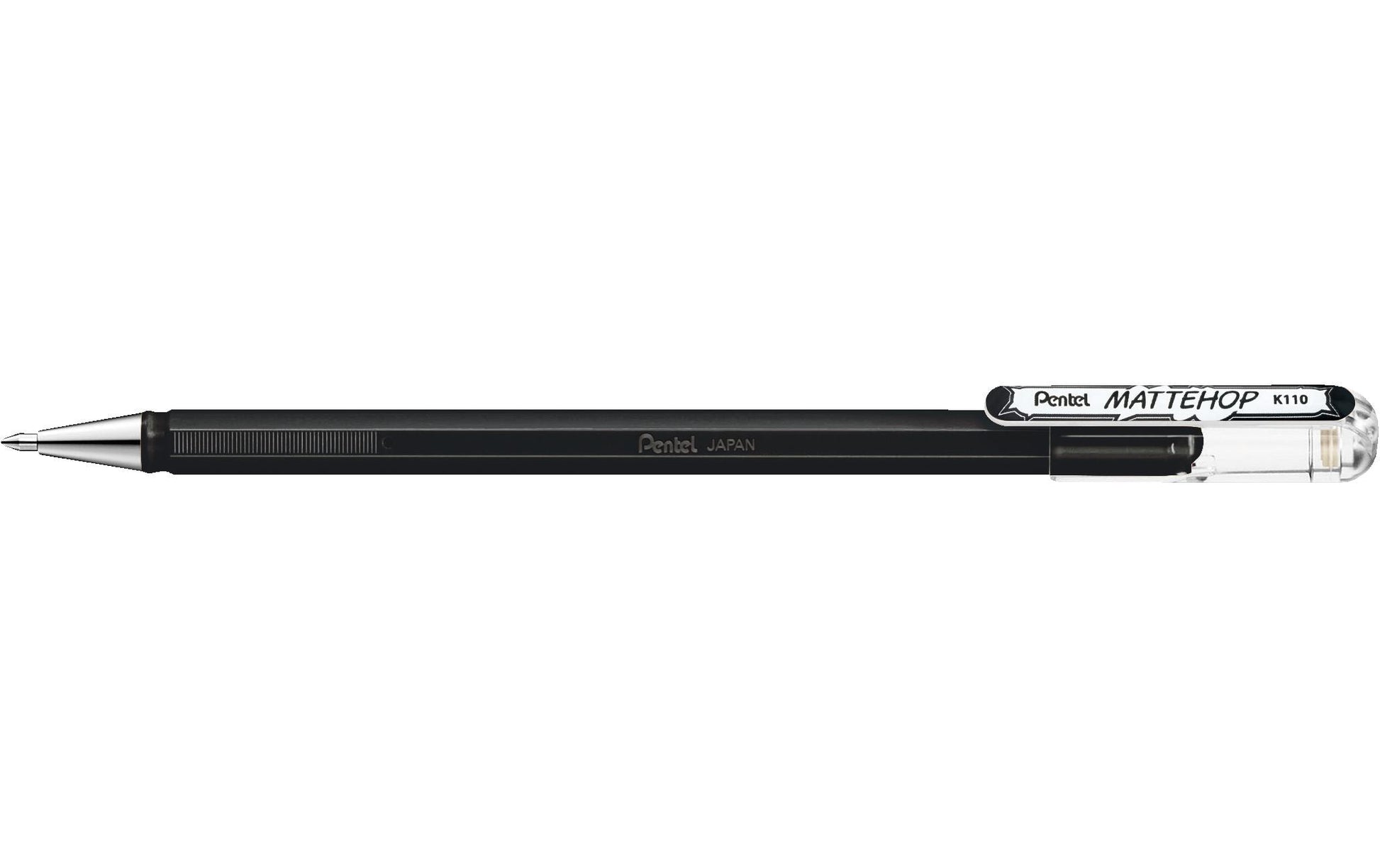 Pentel Mattehop Gelschreiber, Kappe – Schwarz, Spitze 1 mm, wasserfest, 1 Stk.