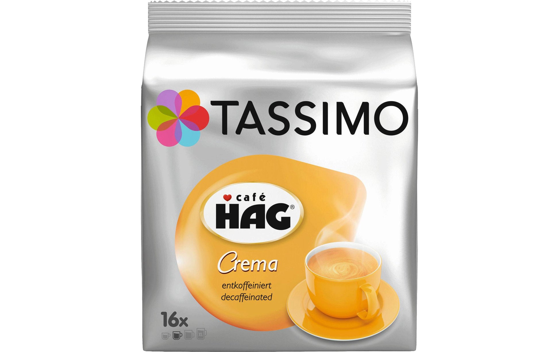 Jacobs Café HAG Crema – Kapseln für TASSIMO T DISC – Café Crème, Intensität 3, 16 Kapseln