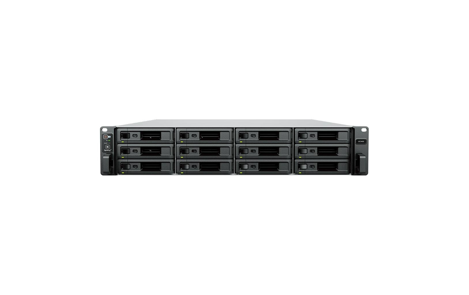 Synology UC3400 – 12-Bay Rack 2U NAS – Intel Xeon D-1541, 8 GB RAM, 10GbE, redundantes Netzteil