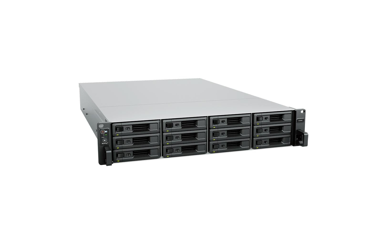 Synology UC3400 – 12-Bay Rack 2U NAS – Intel Xeon D-1541, 8 GB RAM, 10GbE, redundantes Netzteil