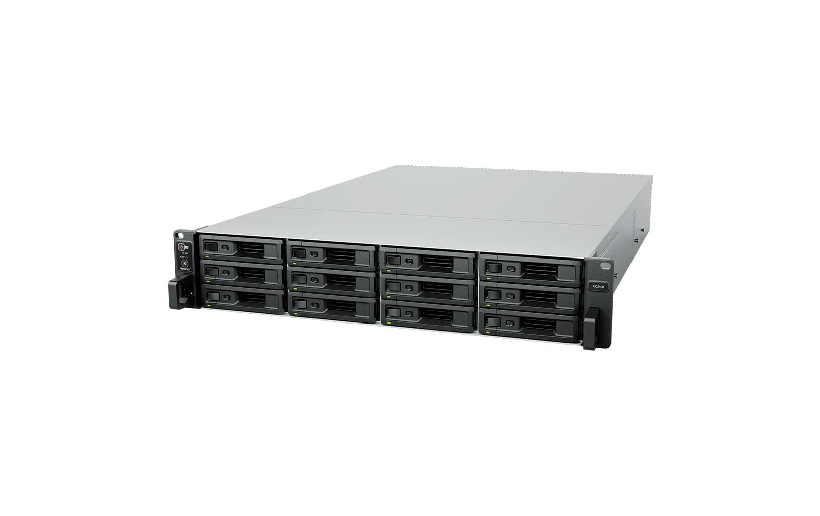 Synology UC3400 – 12-Bay Rack 2U NAS – Intel Xeon D-1541, 8 GB RAM, 10GbE, redundantes Netzteil