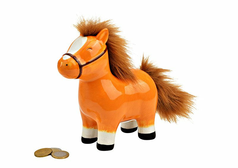 G. Wurm Spardose Pferd – Keramik, braun – 16 × 17 × 7 cm