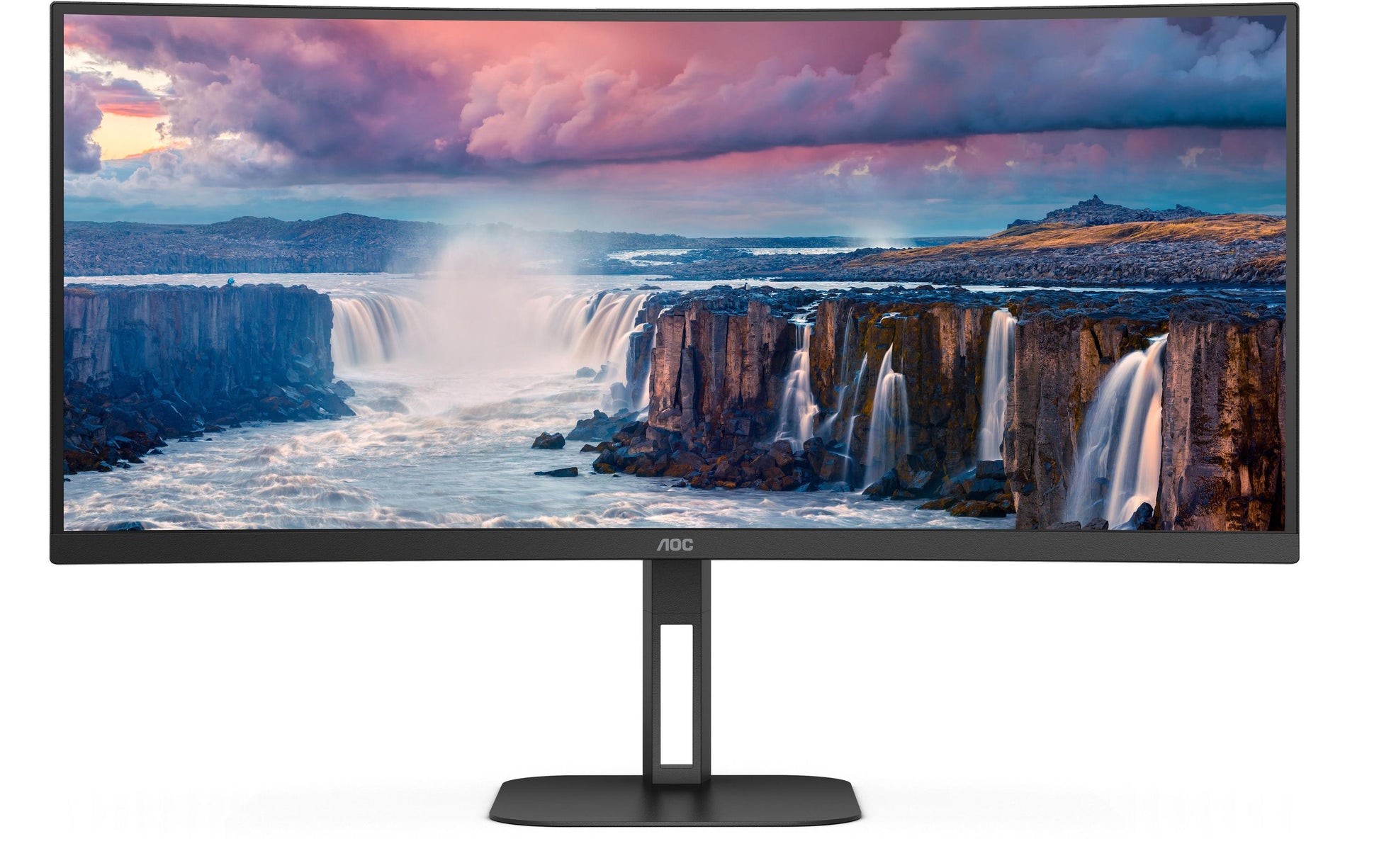 AOC CU34V5C/BK – Monitor, 34", USB-C, Lautsprecher, USB-Hub, FreeSync, Curved, VESA 100 × 100, Schwarz