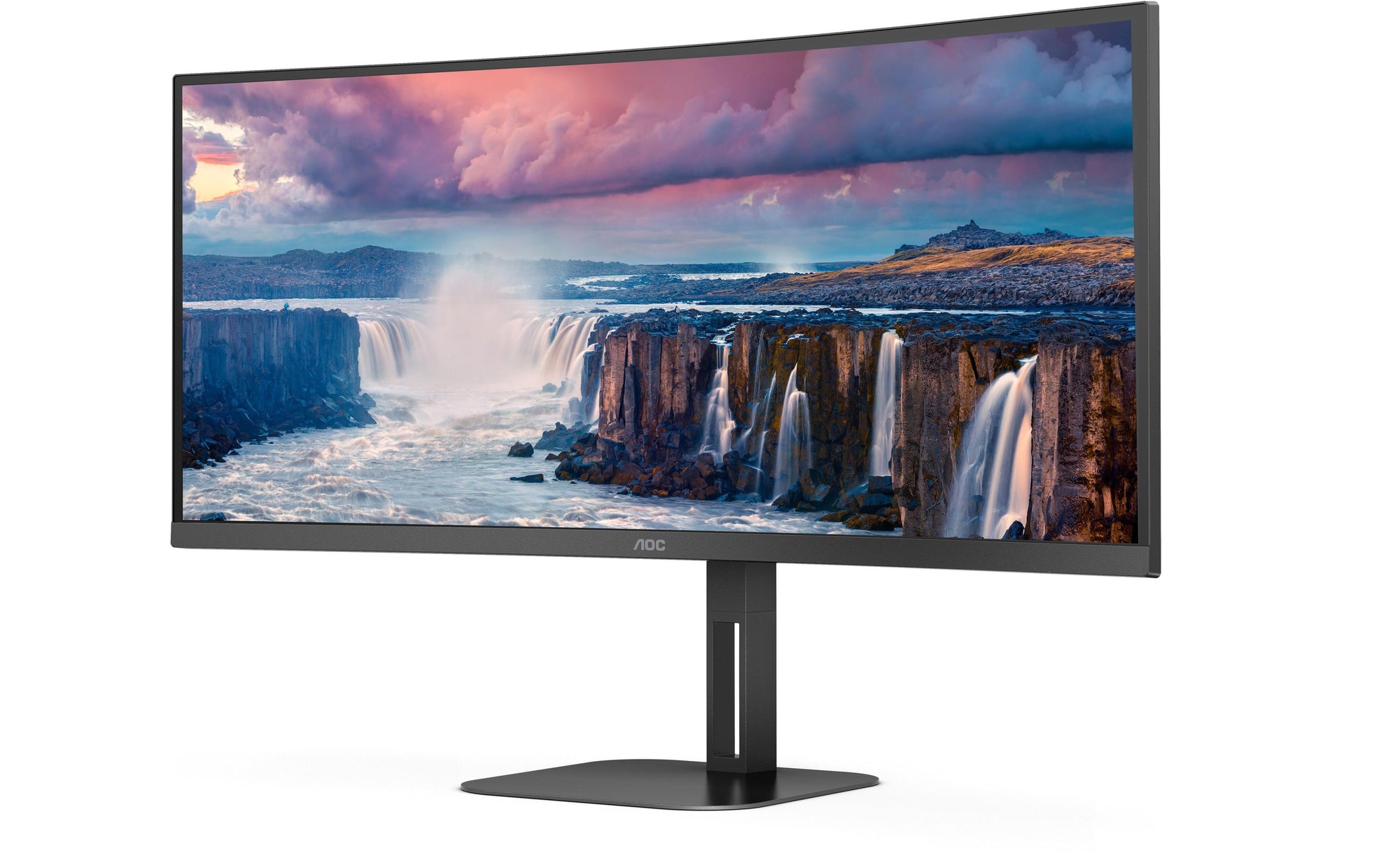 AOC CU34V5C/BK – Monitor, 34", USB-C, Lautsprecher, USB-Hub, FreeSync, Curved, VESA 100 × 100, Schwarz