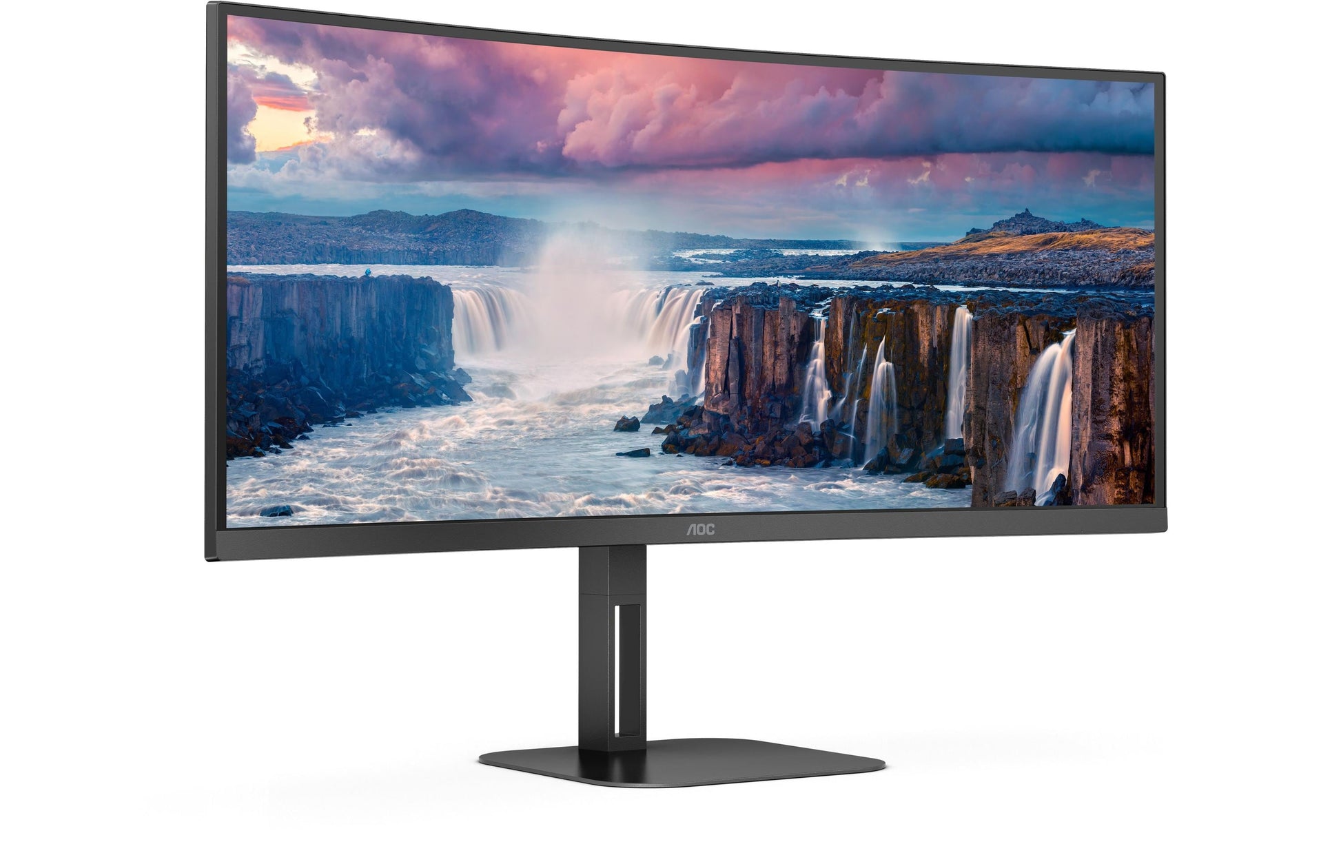 AOC CU34V5C/BK – Monitor, 34", USB-C, Lautsprecher, USB-Hub, FreeSync, Curved, VESA 100 × 100, Schwarz