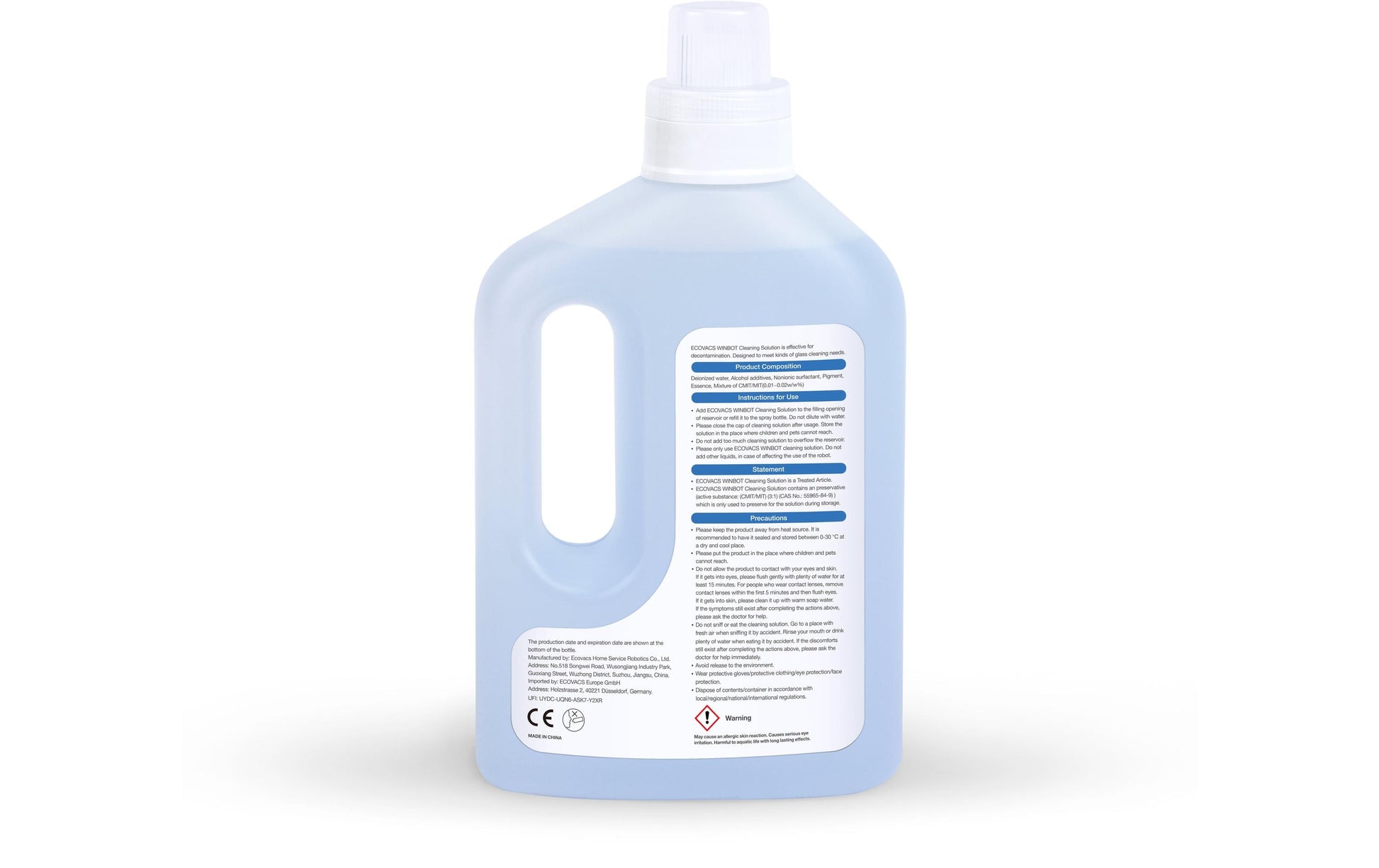 Ecovacs W-SO01-0007 Glas-/Oberflächenreiniger für Fenster, für Winbot – Flüssigkeit – 1 l