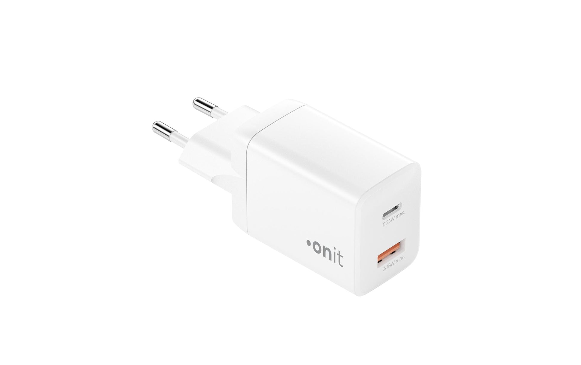 ONIT F01379 USB-Wandladegerät 25 W (USB-C) + 18 W (USB-A) – USB-C×1, USB-A×1 – PD, QC – Weiss