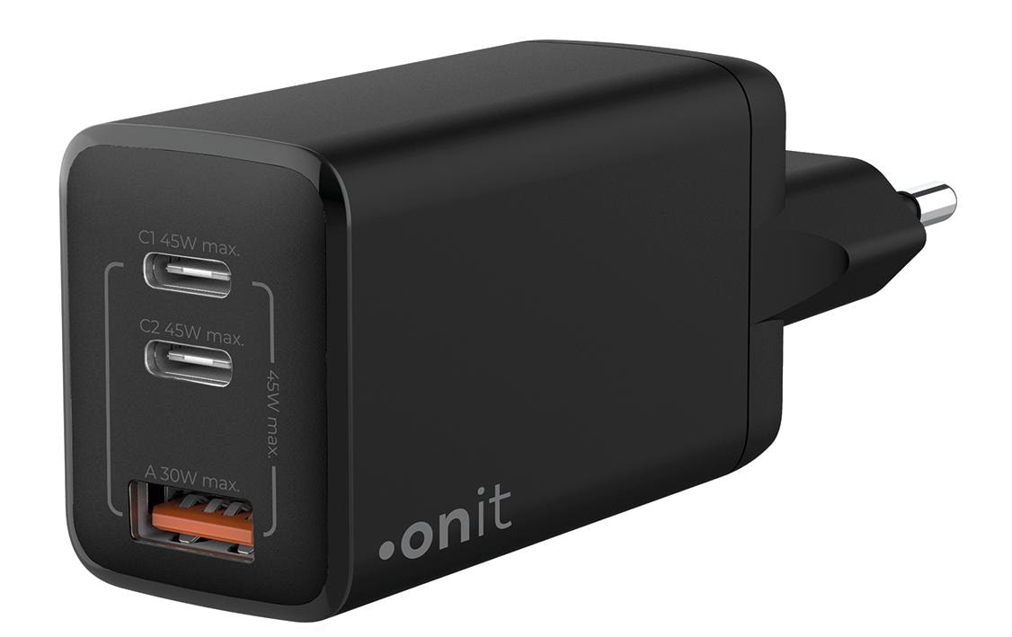 ONIT F01426 USB-Wandladegerät 120 W – USB-C×2, USB-A×1 – PD 3.1, PPS, GaN – Schwarz
