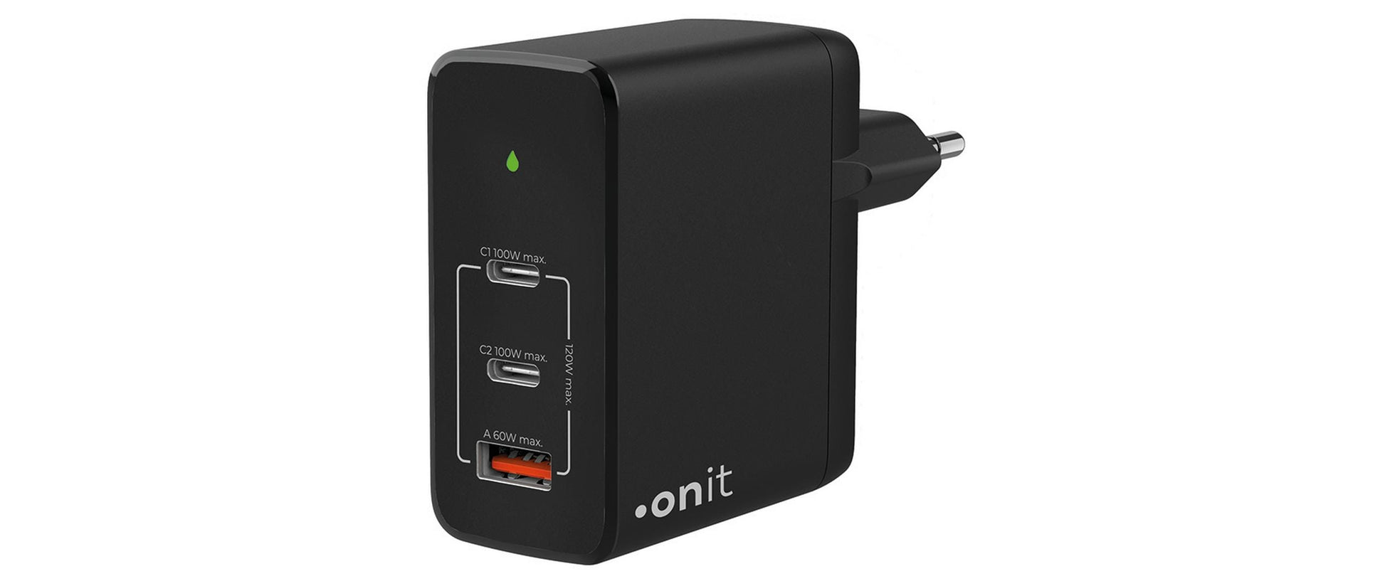 ONIT Ladegerät – 120 W, 2× USB-C + 1× USB-A, GaN