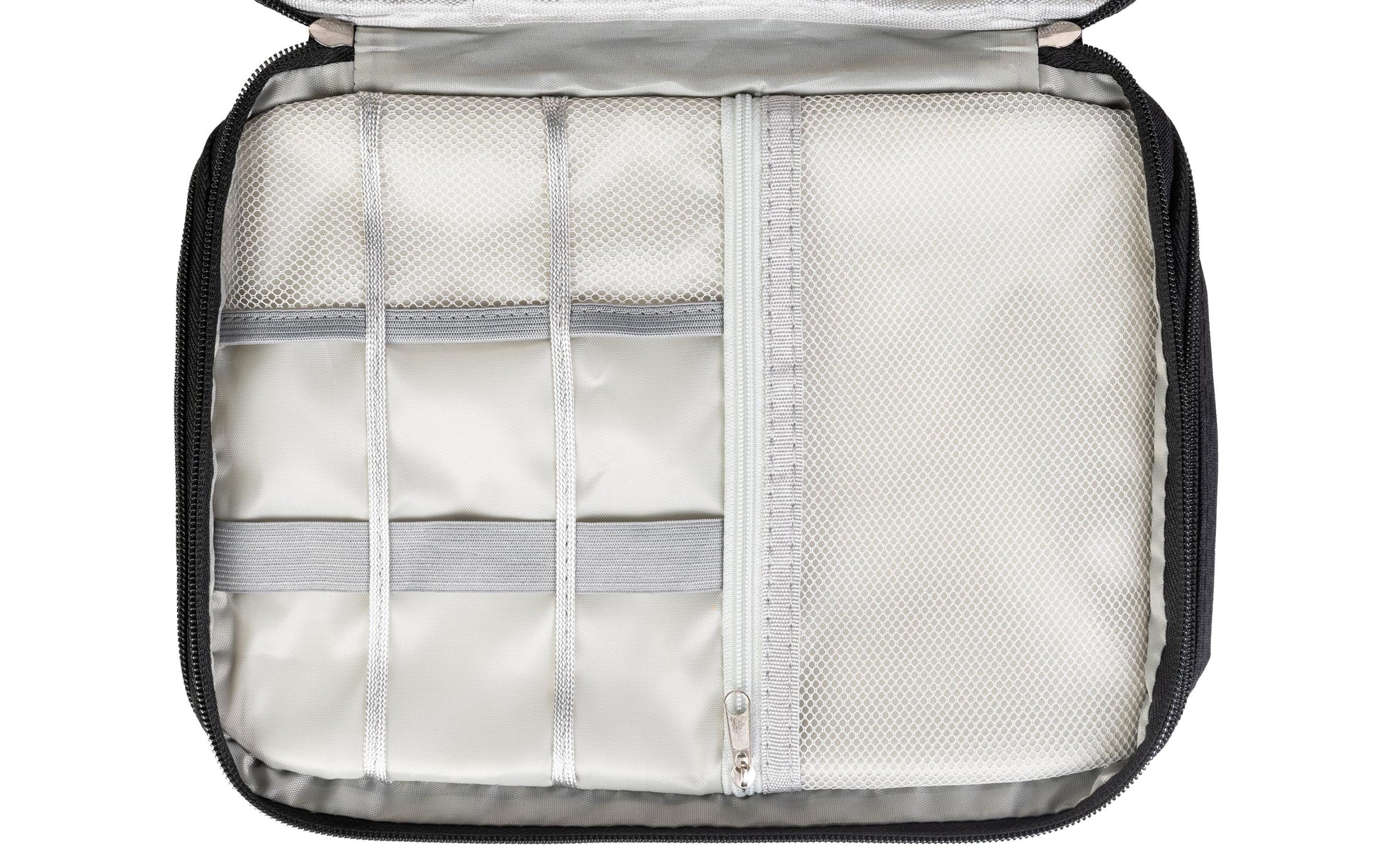 ONIT Reissverschlusstasche – 12 Fächer, Tragegriff, Reissverschluss – 27 × 21 × 9 cm – Schwarz – 300D Polyester
