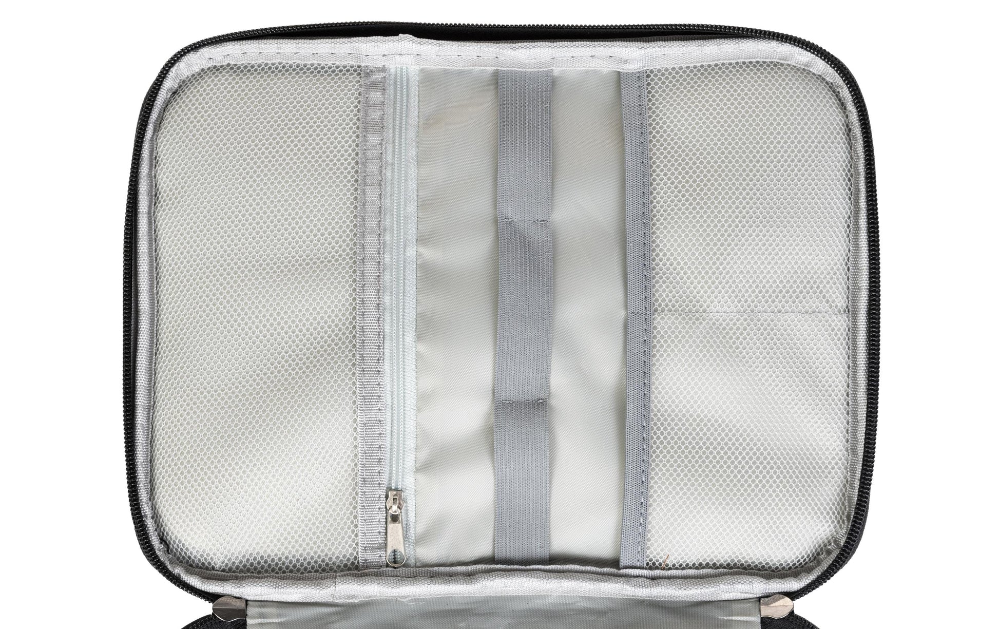 ONIT Reissverschlusstasche – 12 Fächer, Tragegriff, Reissverschluss – 27 × 21 × 9 cm – Schwarz – 300D Polyester