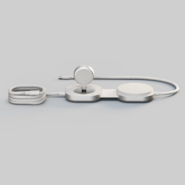 Zens Pro 3 Kabelloses Ladegerät 3in1 – Qi2, MFi, PD – USB‑C×2 – für Qi2-fähige Geräte – Weiss