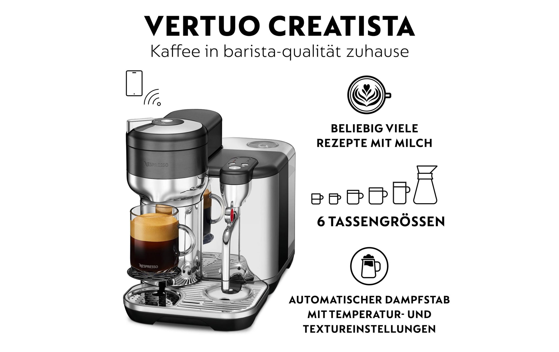 Sage Software Sage Creatista Kapselmaschine – für Nespresso Vertuo, 2 l, silber