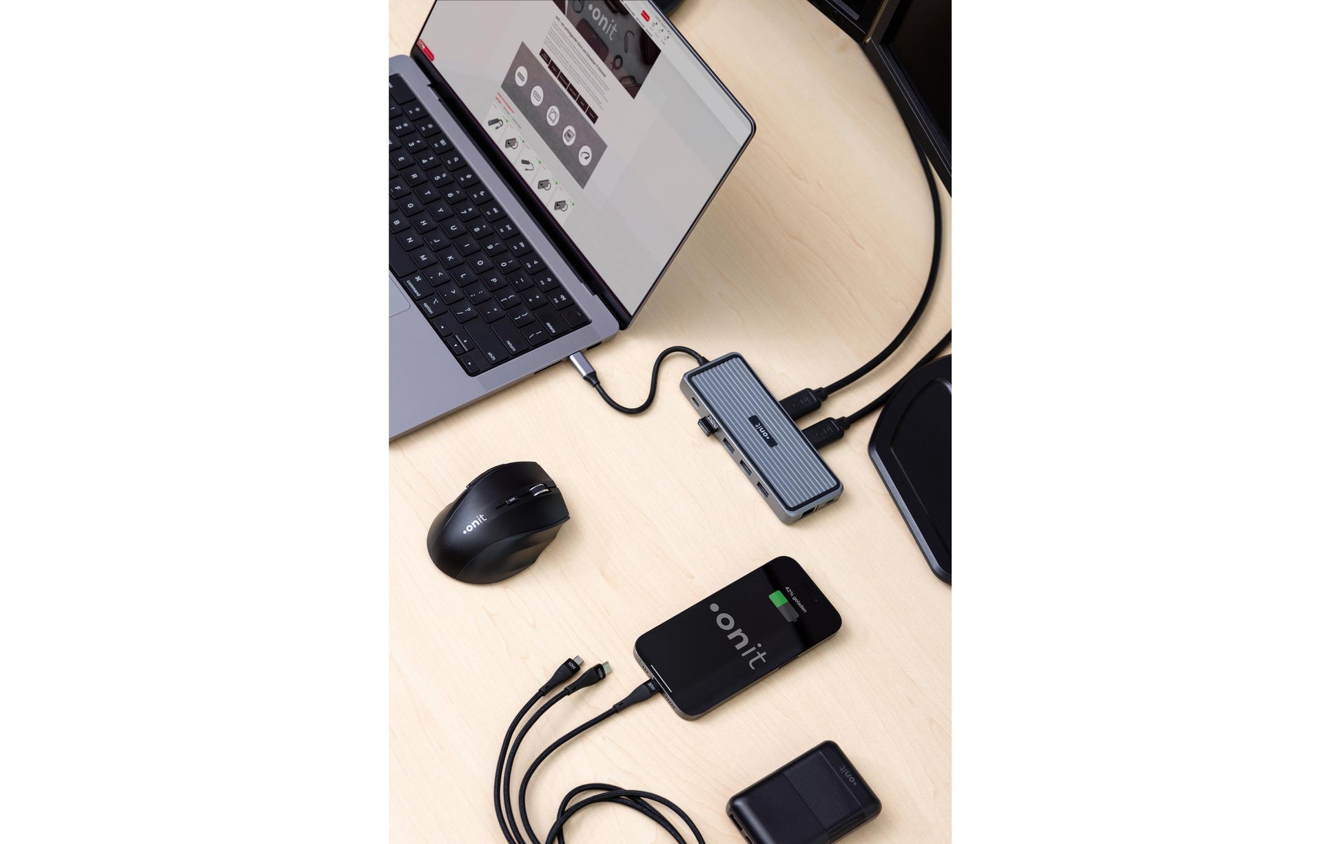 ONIT F01354 Dockingstation – USB-C, 2× DP, 1× HDMI, 4× USB-A, 3,5 mm, 100 W PD, GbE, für Windows/Mac/ChromeOS
