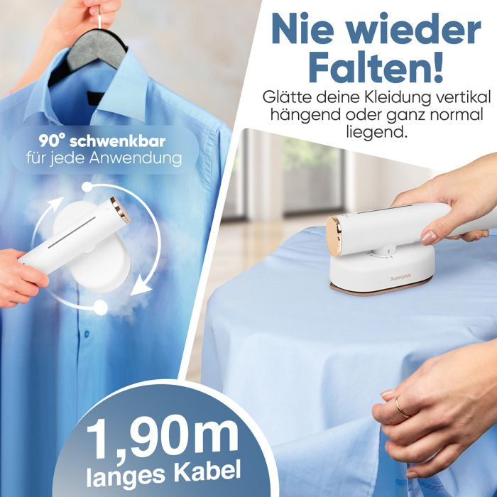 ProfiCare Dampfglätter PC-DG 3124 – Roségold, Weiss, Keramiksohle, Vertikal & Horizontal