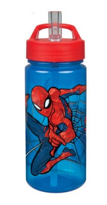 Scooli Kindertrinkflasche 500 ml – mit Strohhalm, Kunststoff, Spider-Man