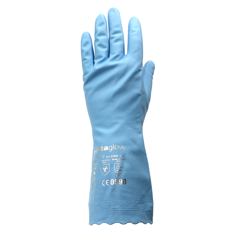 Weita Arbeitshandschuhe – L, 1 Paar – PVC (Vinyl), Blau, Manschettenlänge 30,5 cm, chemikalienbeständig