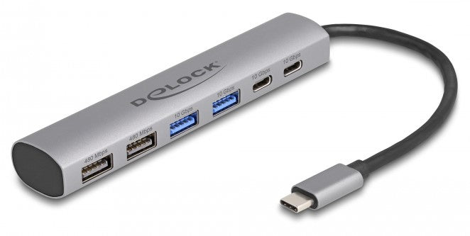 DeLOCK USB-Hub – USB-C, 4× USB-A, 2× USB-C, für Windows/Mac