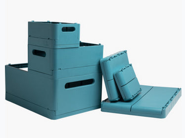 Exacompta Aufbewahrungsbox B 375 × H 163 × T 275 mm – für A4+, zusammenklappbar, mit Tragegriff, blau