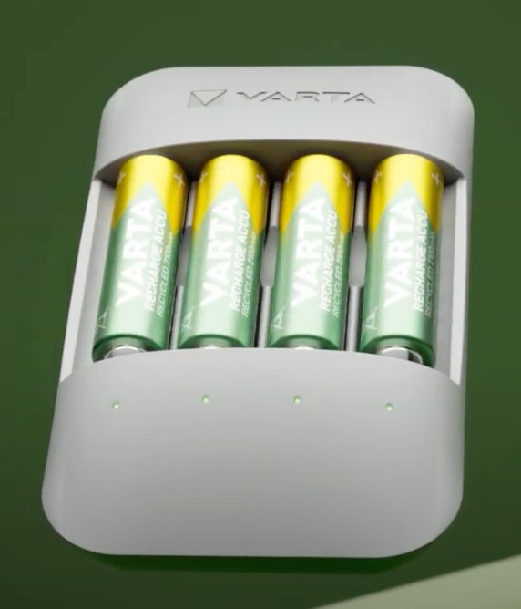 Varta Eco Charger Pro Recycled Batterieladegerät 4× – für AA, AAA (NiMH) – inkl. 4×AAA