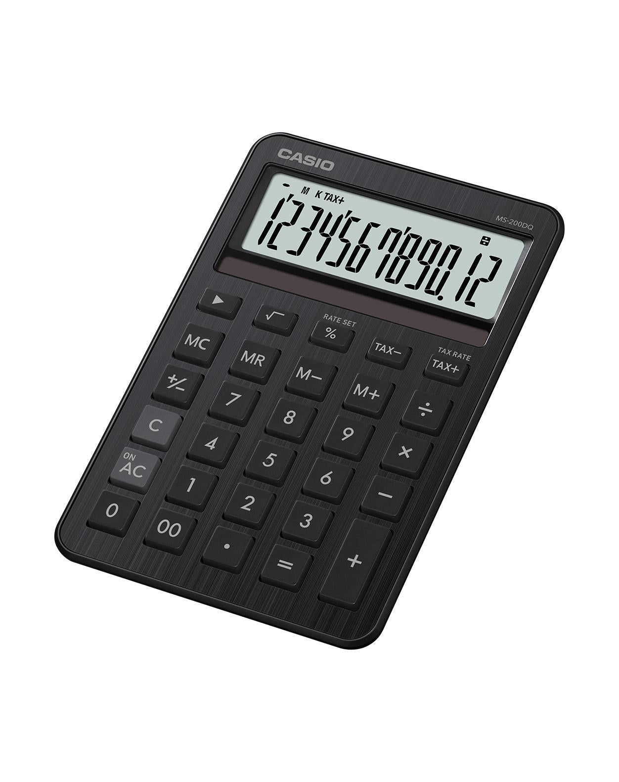 Casio Tischrechner MS-200DQ – 12-stellig – Solar/Batterie – Schwarz