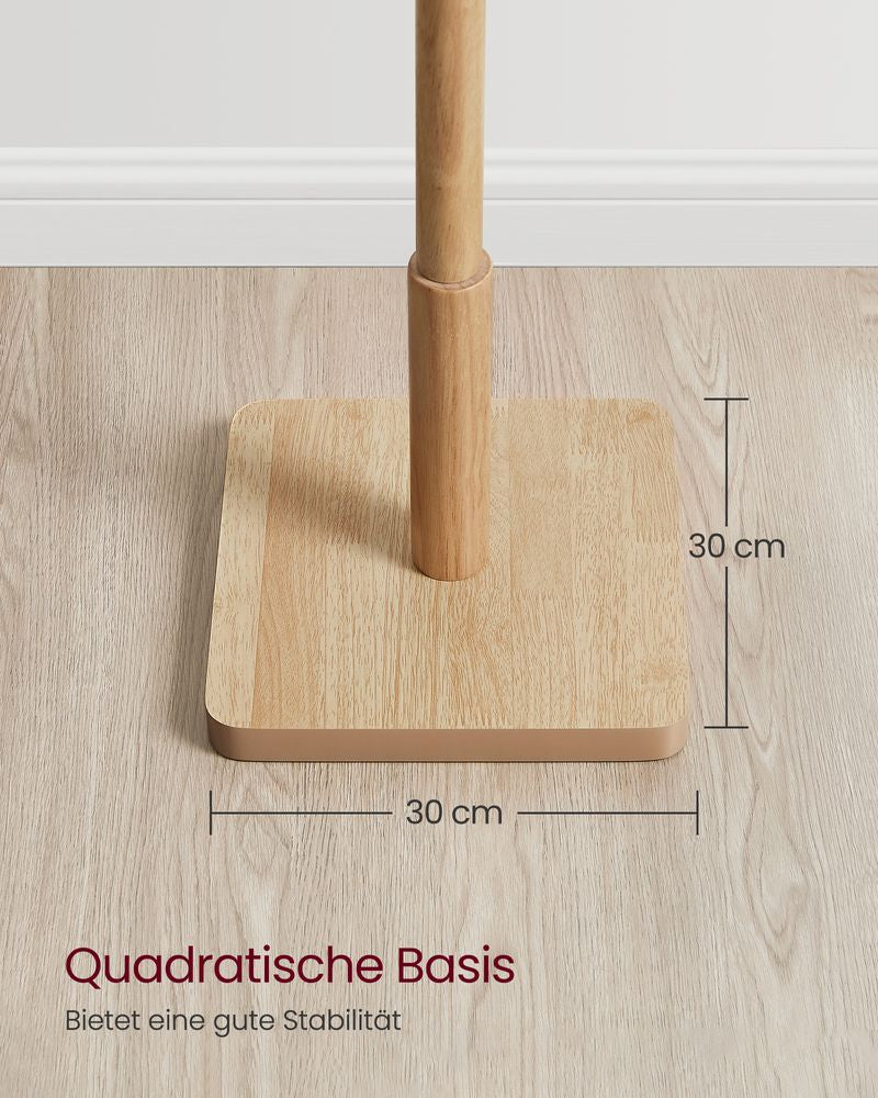 Vasagle Garderobenständer – 8 Haken, Gummibaumholz/MDF, Beige, 30 × 30 × 175 cm
