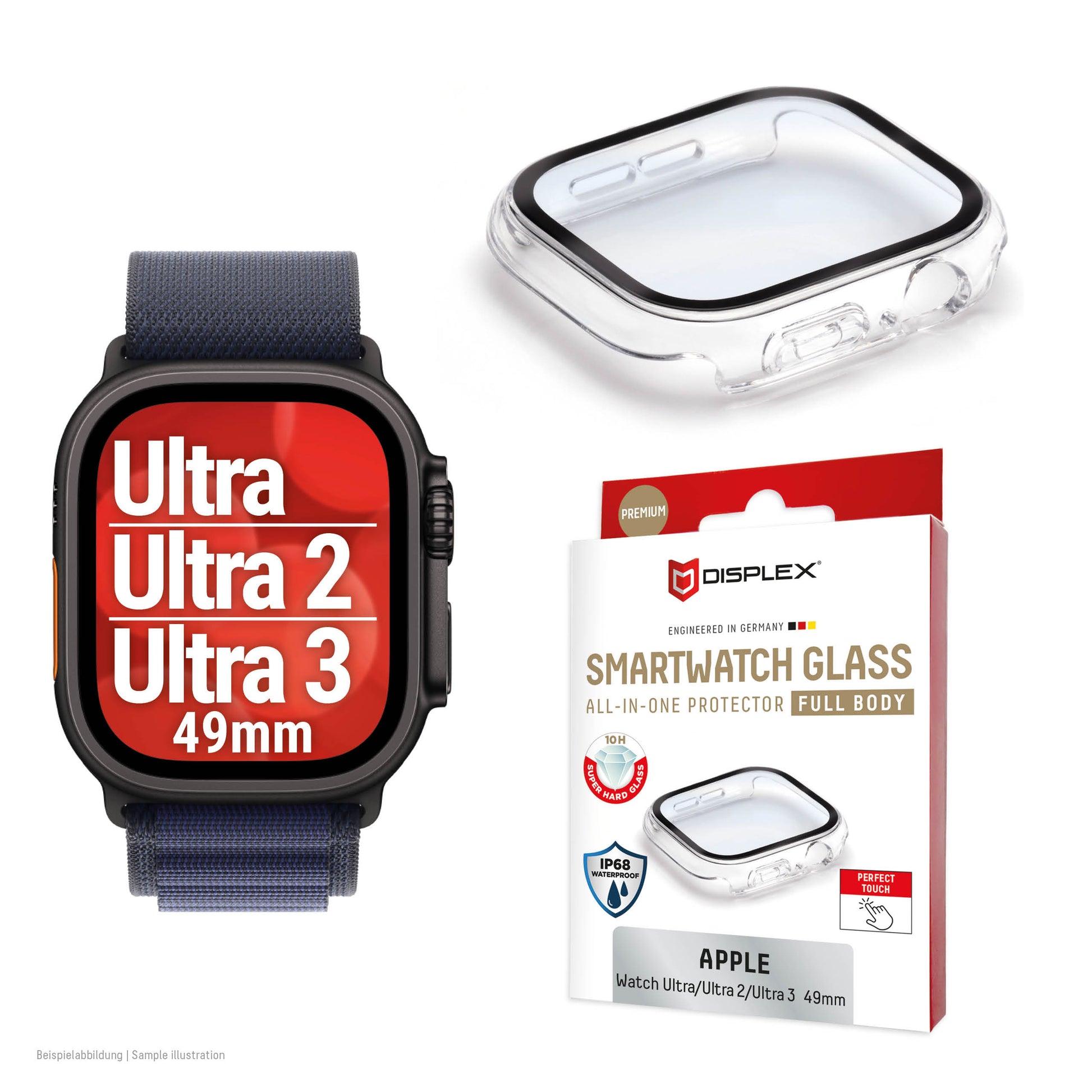 Displex Full Body Displayschutz für Apple Watch Ultra (49 mm) – Transparent, 1 Stück, IP68