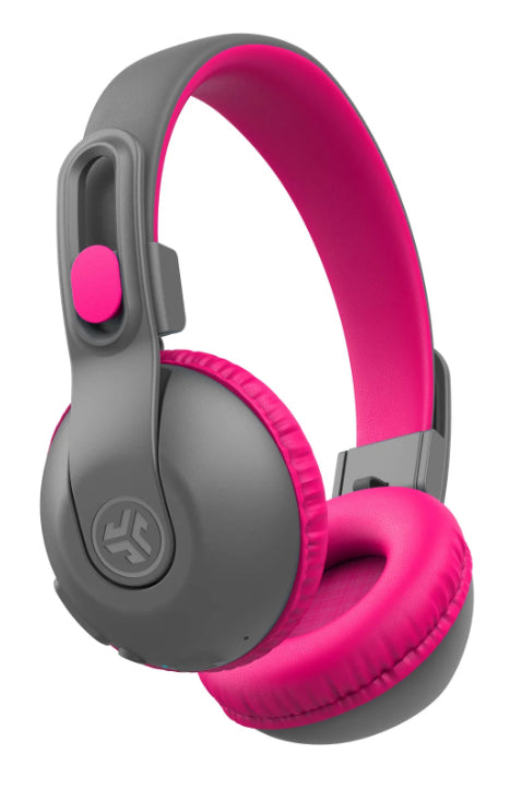 JLab JBuddies Studio2 Kinderkopfhörer – On-Ear, Kabel + BT, 85 dB Lautstärke-Limit, Grau/Pink