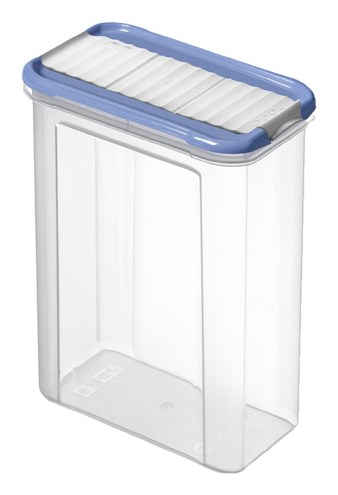 Rotho DOMINO – Streudose 1,5 l, mit Skala, Polypropylen (PP), Blau/Transparent