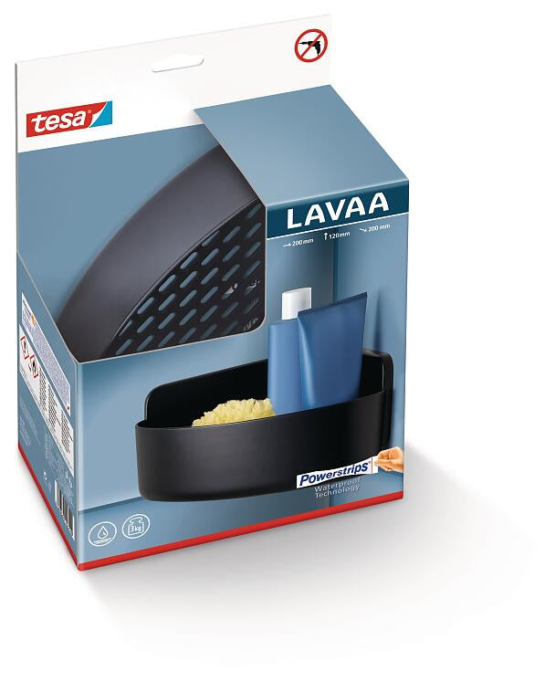 TESA Duschkorb LAVAA M – 20×20×12 cm, ABS, 3 kg, Wandmontiert, Schwarz