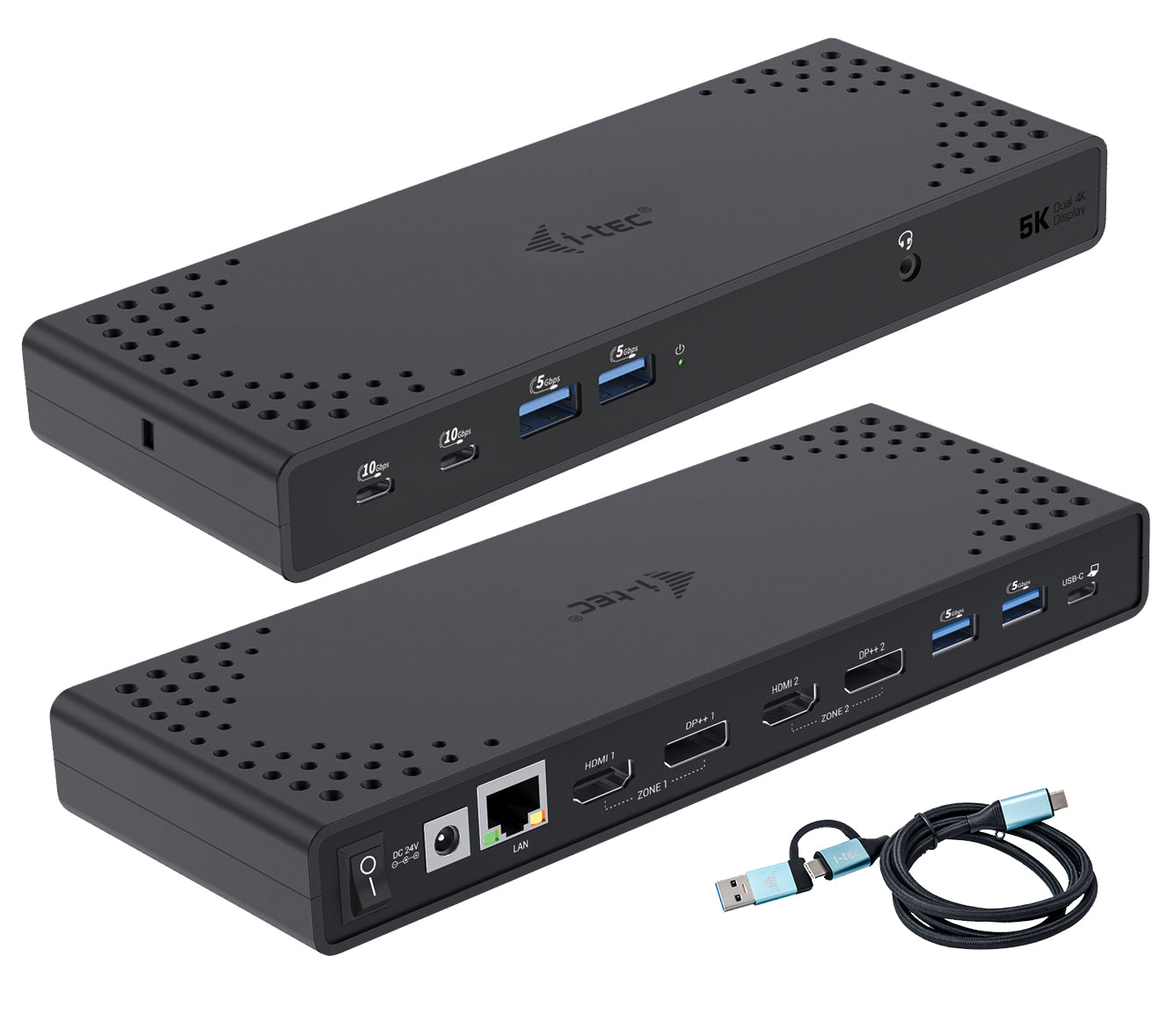 i-tec Dockingstation – USB-C, 2× DP, 2× HDMI, 4× USB-A, 100 W PD, GbE, 3,5 mm Audio, für Windows/Mac/ChromeOS