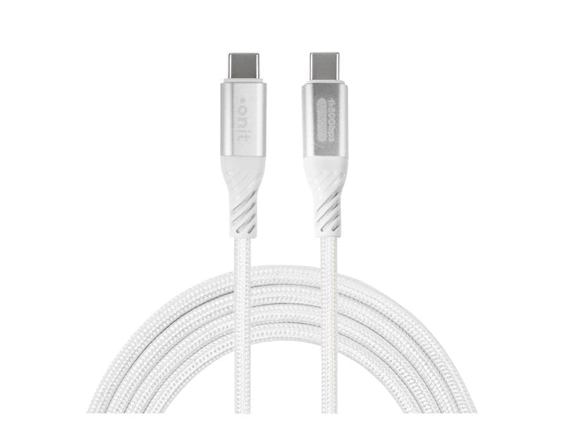 ONIT USB-C auf USB-C Kabel – USB4 80 Gbit/s – 0,5 m – PD 240 W – Textilmantel, Verstärkt – Weiss