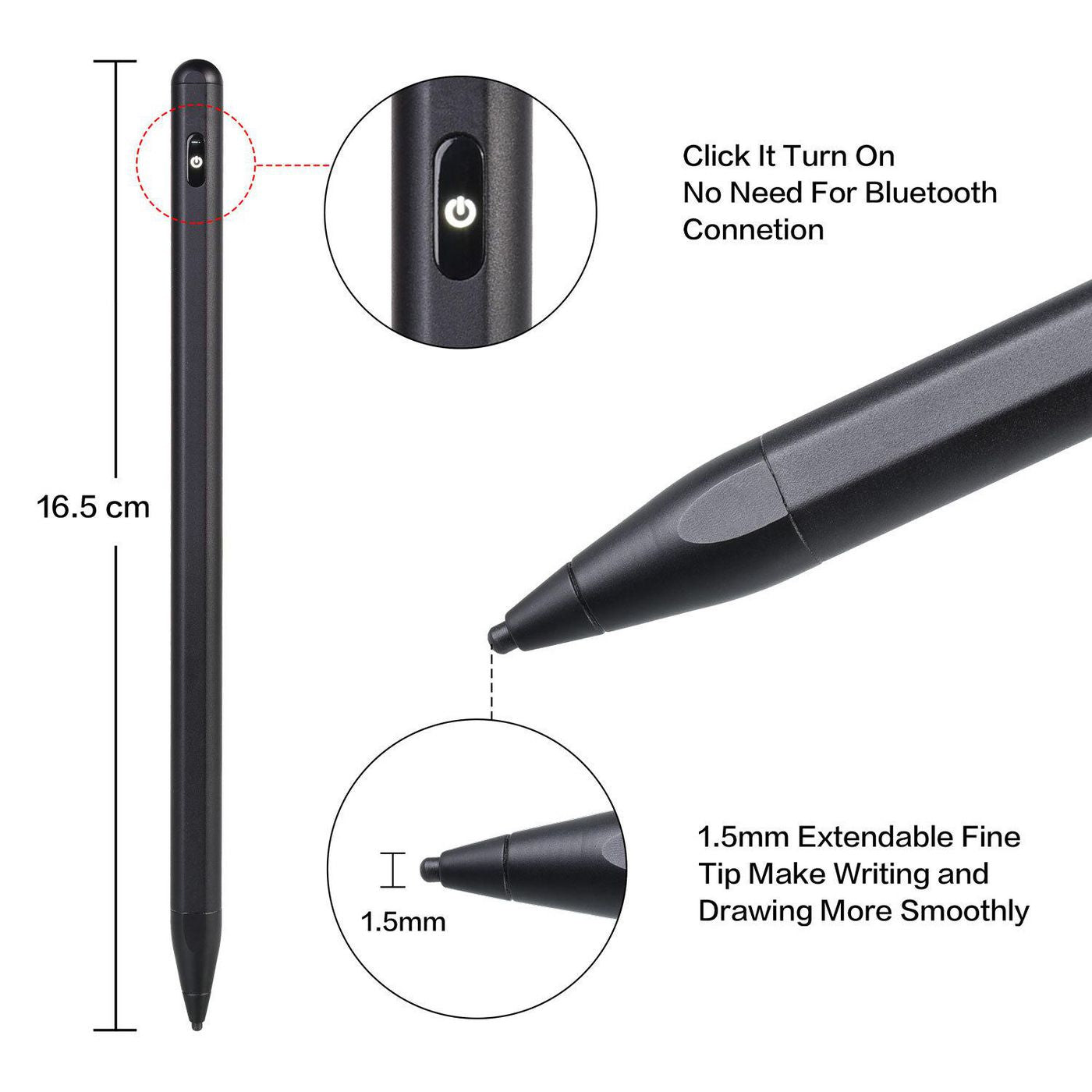 CoreParts Eingabestift für verschiedene Geräte – 1 Taste – Schwarz