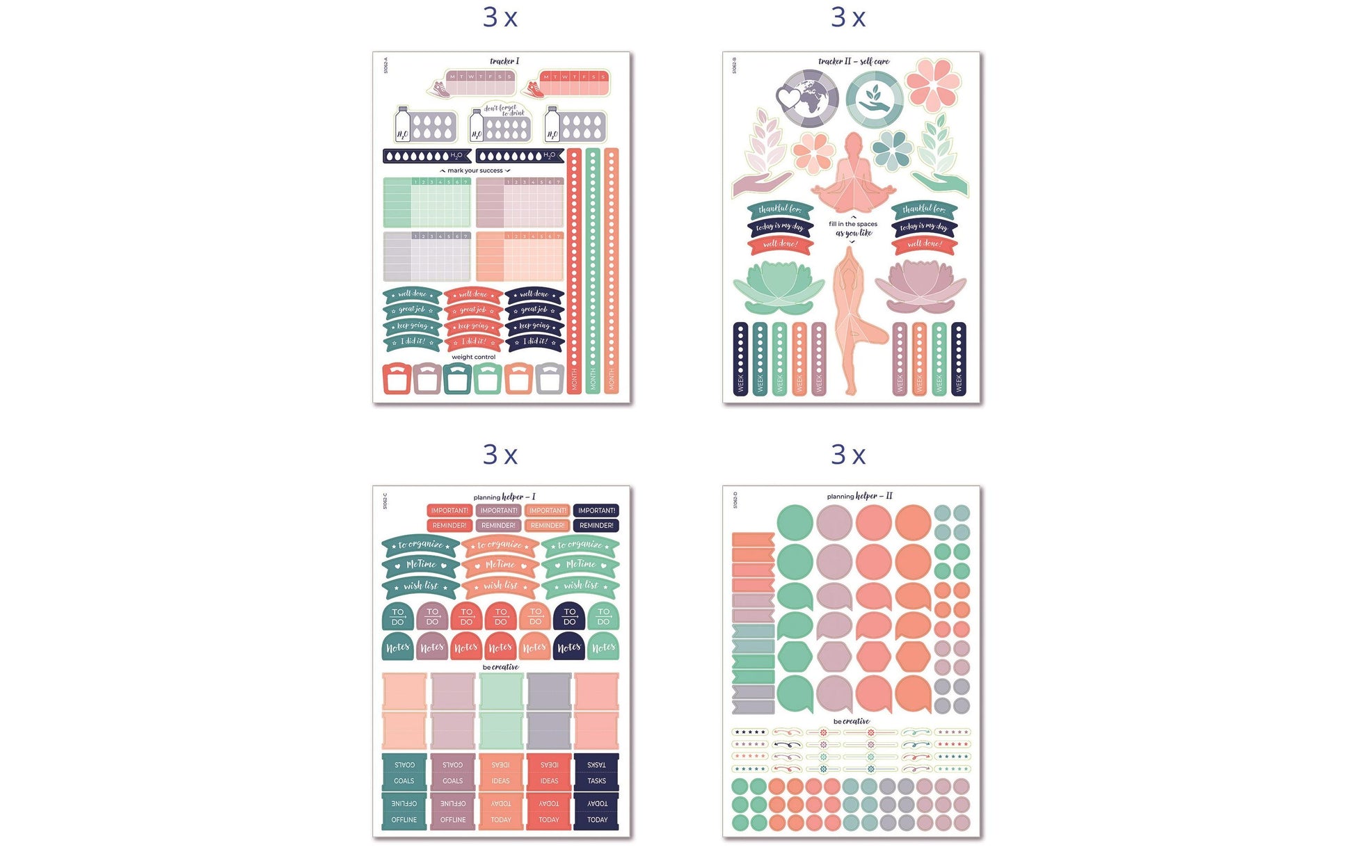 Z-Design – Sticker, Planer/Organisation, Mehrfarbig, 690 Stk, 12 Bögen