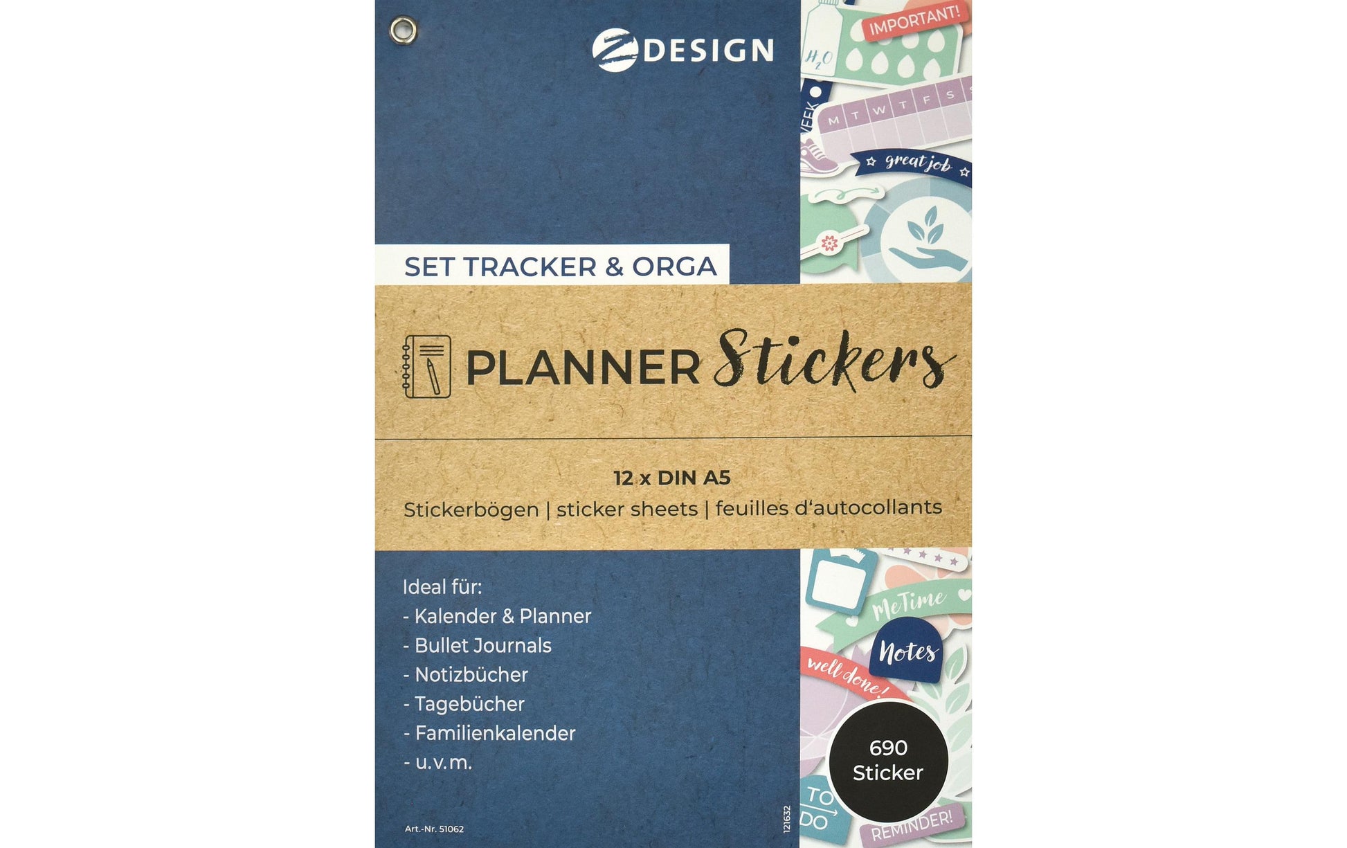 Z-Design – Sticker, Planer/Organisation, Mehrfarbig, 690 Stk, 12 Bögen