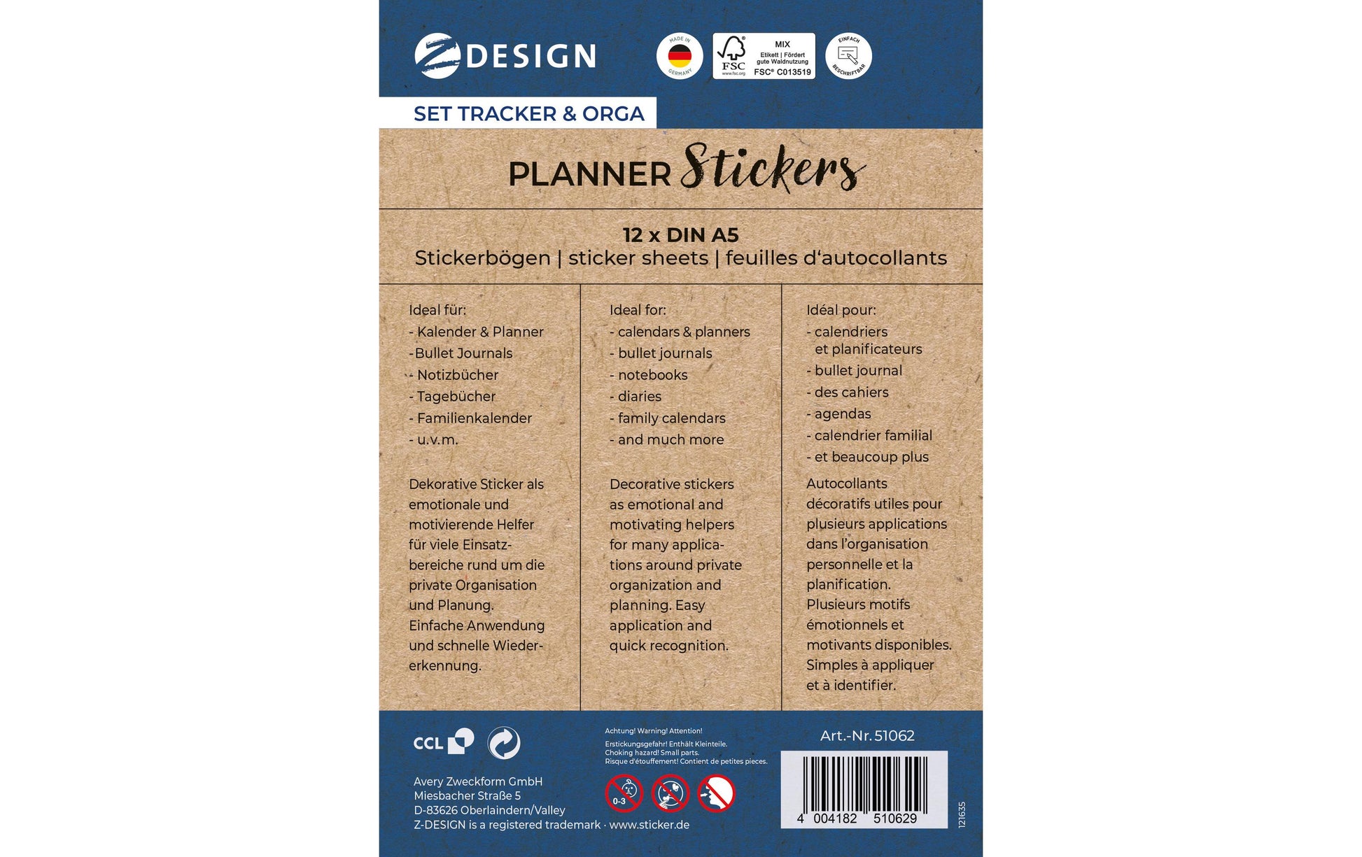 Z-Design – Sticker, Planer/Organisation, Mehrfarbig, 690 Stk, 12 Bögen