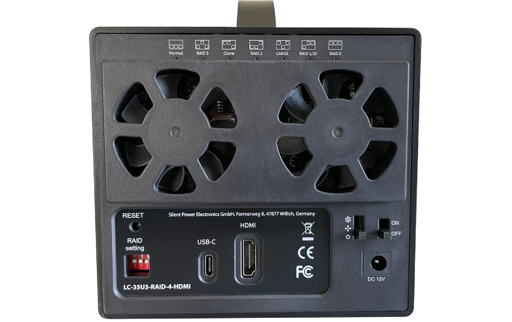 LC-Power LC-35U3-RAID-4-HDMI – 4-Bay Desktop HDD-Gehäuse – USB 3,2 Gen 1, für 3,5" HDD, SATA III